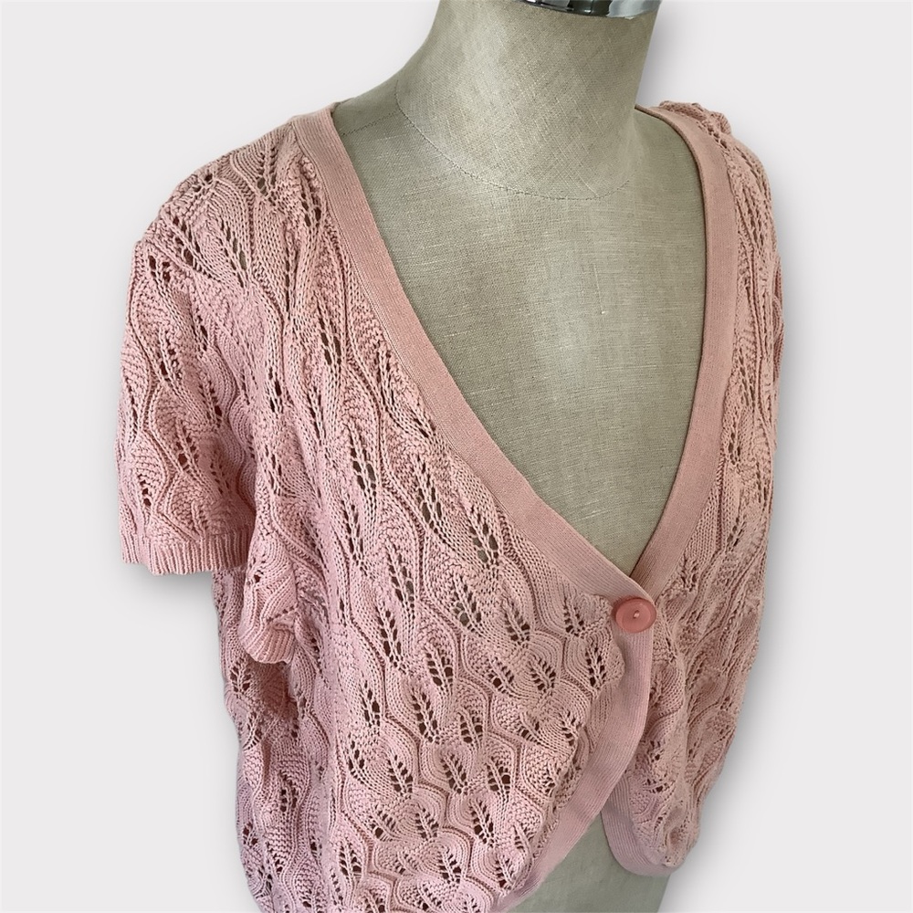 a.n.a Light Pink Open Knit Cardigan - Picture 2 of 7